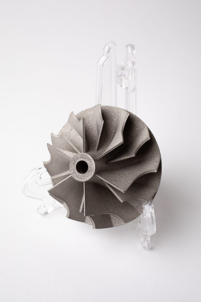 Metal impeller 3D printed in 316L SS. Photo via Xact Metal.