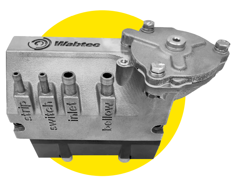 3D printed component of Wabtec's pantograph auto-drop device. Image via Nikon SLM Solutions.